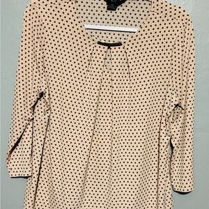 Liz Claiborne Black and Cream Blouse with Peter Pan Collar